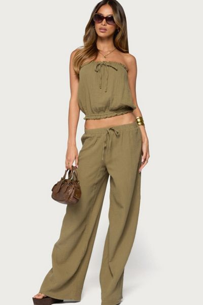 Edikted Viktoria Wide Leg Gauze Pants