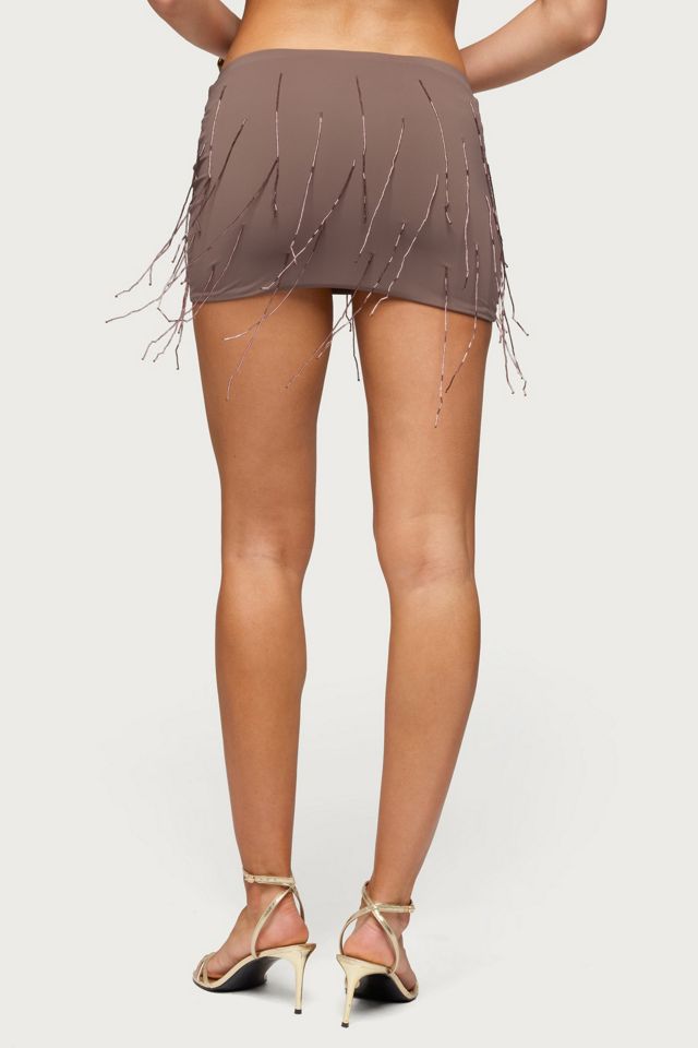 Edikted Cheryl Beaded Fringe Mini Skirt #3