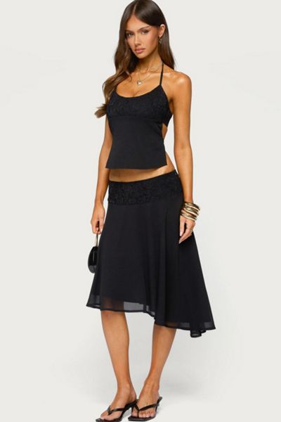 Edikted Evia Lacey Asymmetric Midi Skirt
