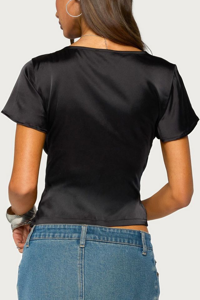 Edikted Aurora Satin Effect Ruffle Top #4