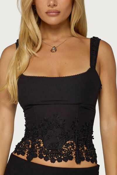 Edikted Jana Lacey Ruched Strap Corset
