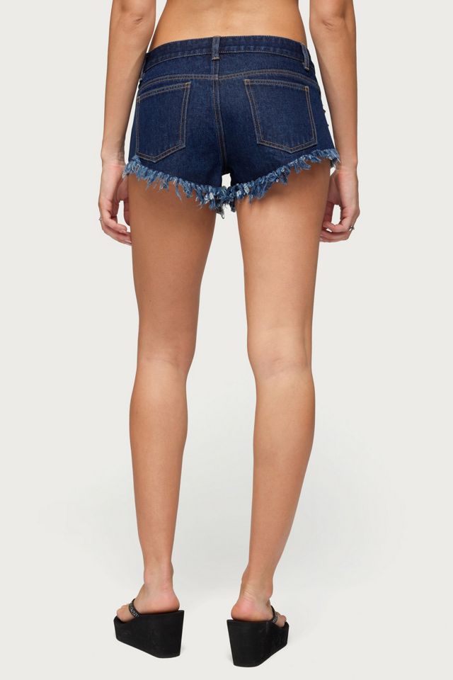 Edikted Studded & Distressed Low Rise Denim Shorts #3