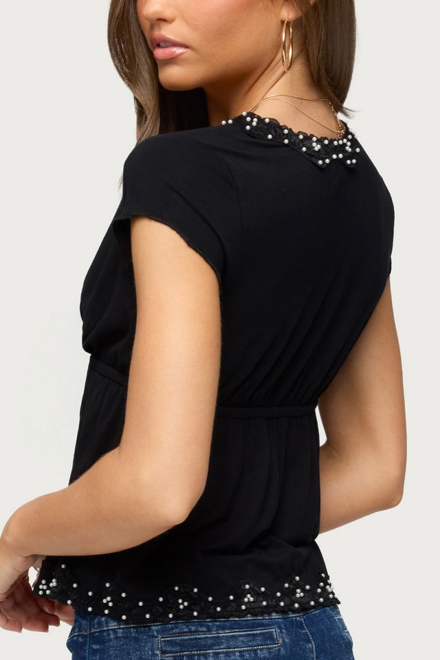 Edikted Sepede Lacey Pearl Tie Front Top #4