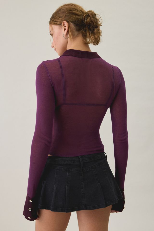 I.AM.GIA. Davina Sheer Knit Asymmetric Button-Down Top #2