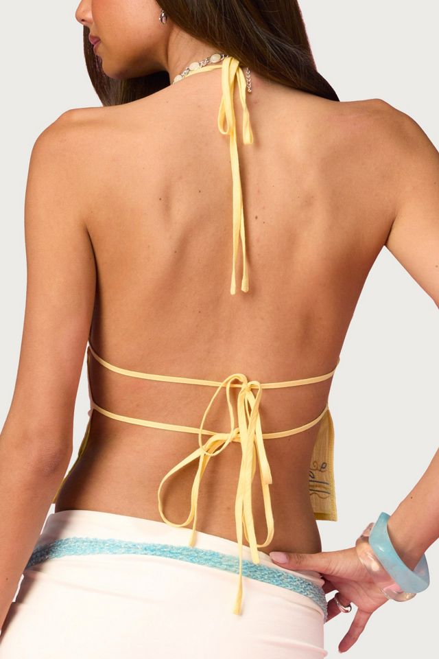 Edikted Barbie™ Embroidered Linen Look Backless Top #4