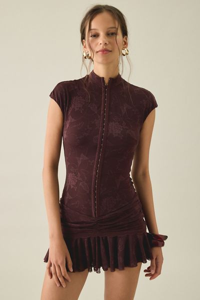 I.AM.GIA. Isela Cap Sleeve High Neck Bodycon Mini Dress