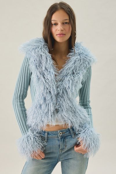 I.AM.GIA. Cressida Faux Fur Trim Zip-Up Sweater Jacket