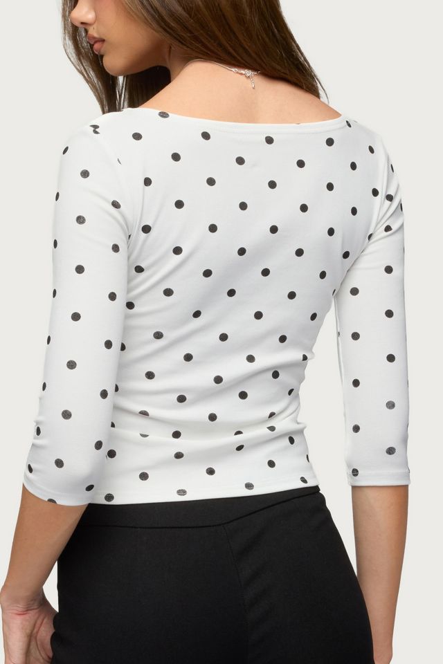 Edikted Katey V Neck Polka Dot Top #4