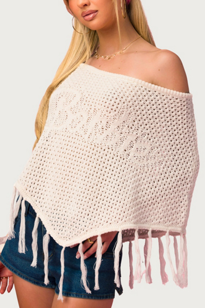 Edikted Barbie™ Fringe Knit Poncho