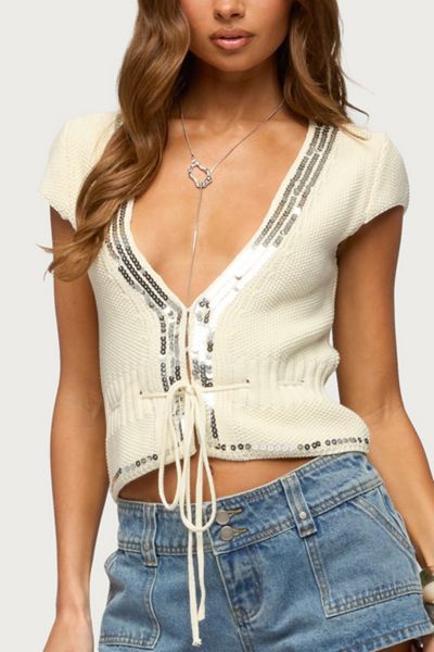 Edikted Cate Sequin Knit Top