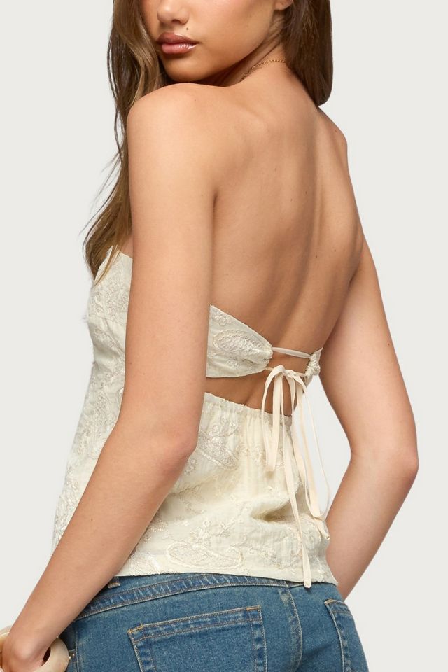 Edikted Cheyne Embroidered Strapless Top #4