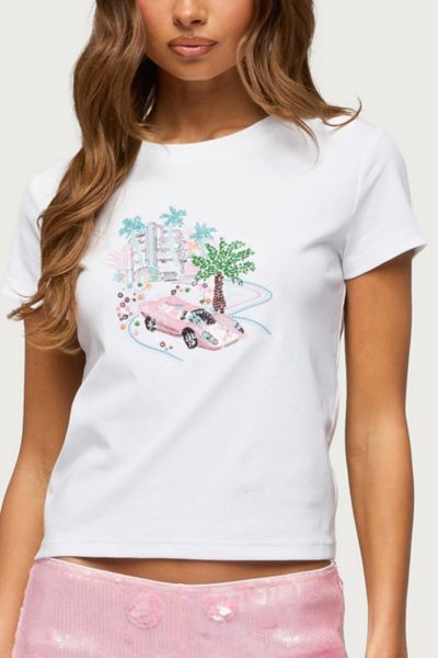 Edikted City Angel Beaded Baby T Shirt
