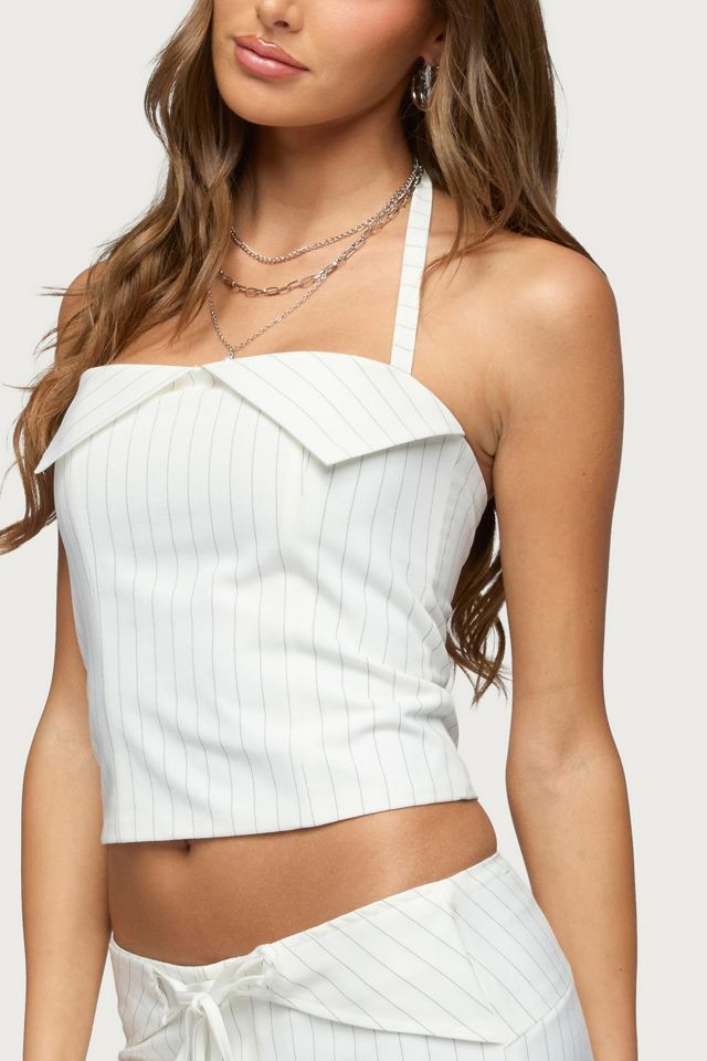 Edikted Parker Pinstripe Halter Top #2