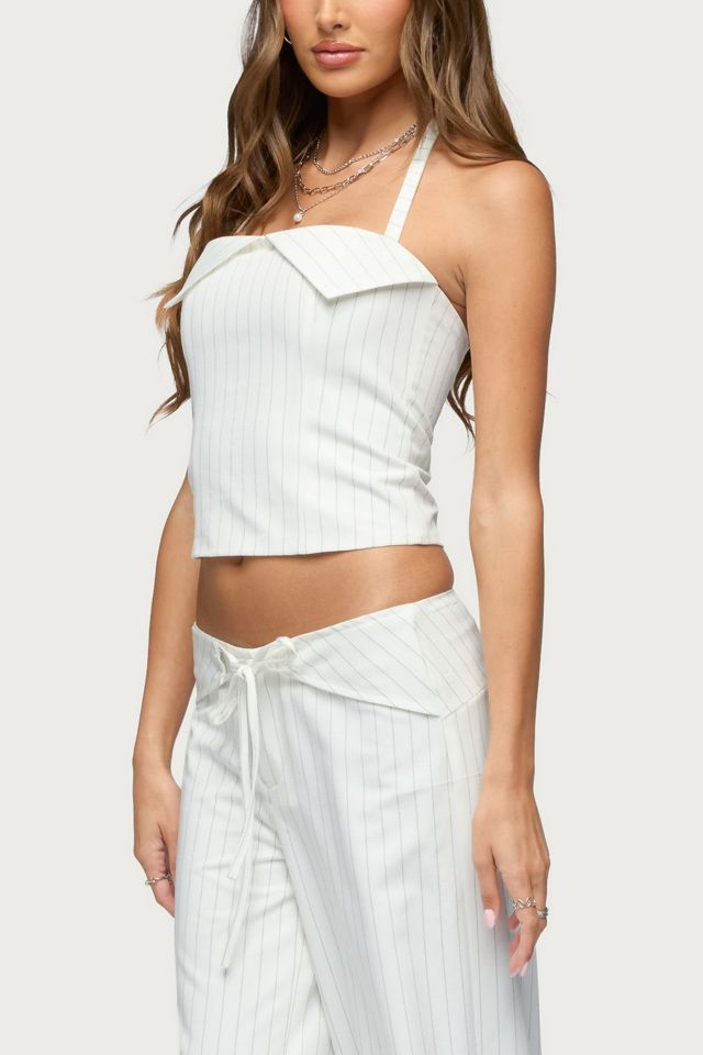 Edikted Parker Pinstripe Halter Top #3