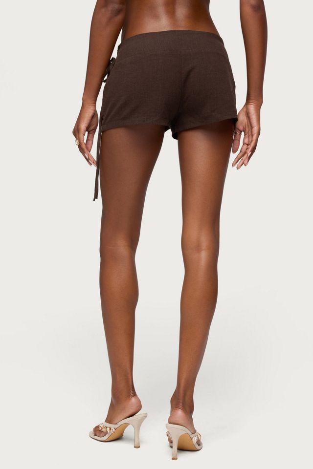 Edikted Vikkie Beaded Belt Linen Look Shorts #3