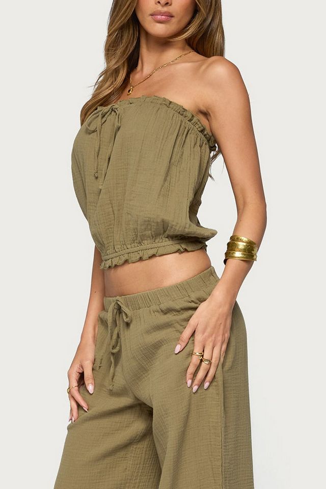 Edikted Viktoria Strapless Gauze Bubble Top #3