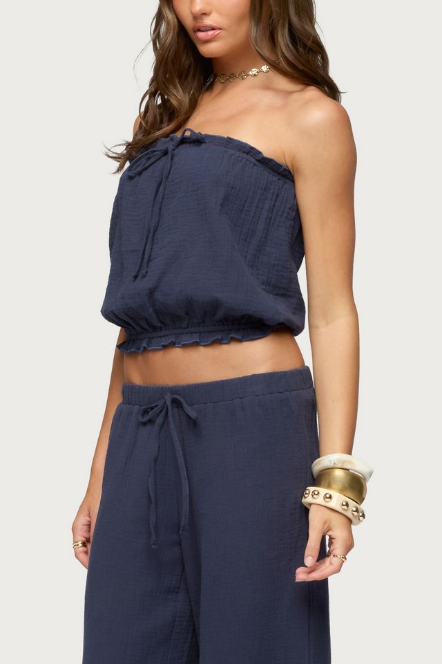 Edikted Viktoria Strapless Gauze Bubble Top #3