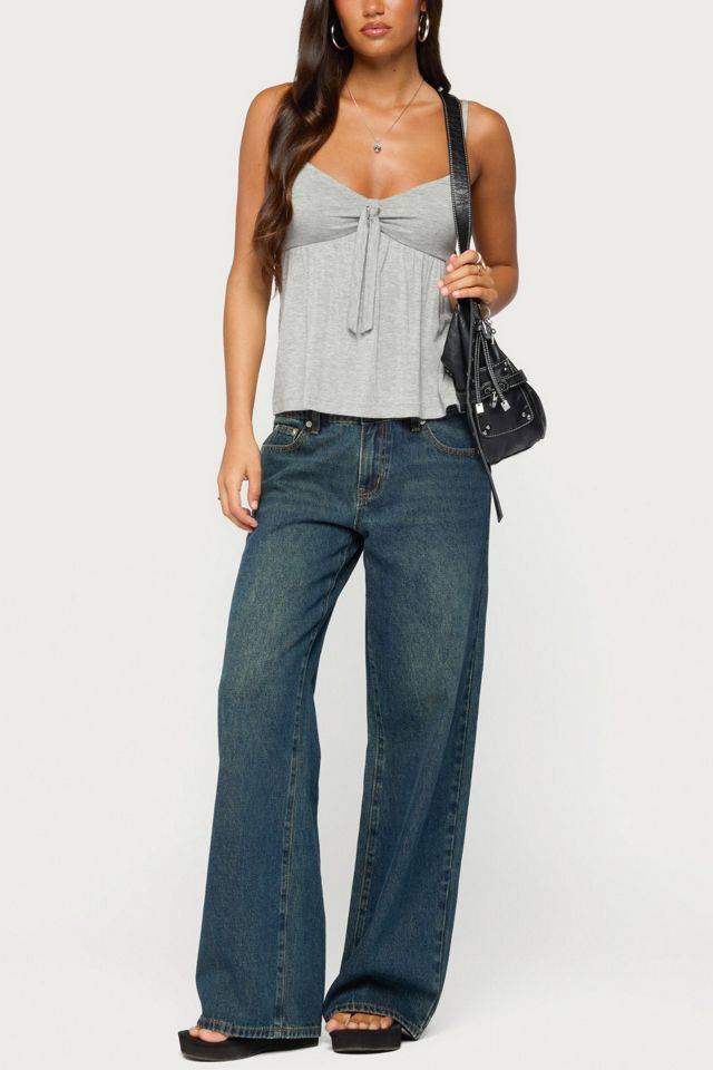 Edikted Michey Tie Front Babydoll Tank Top #1