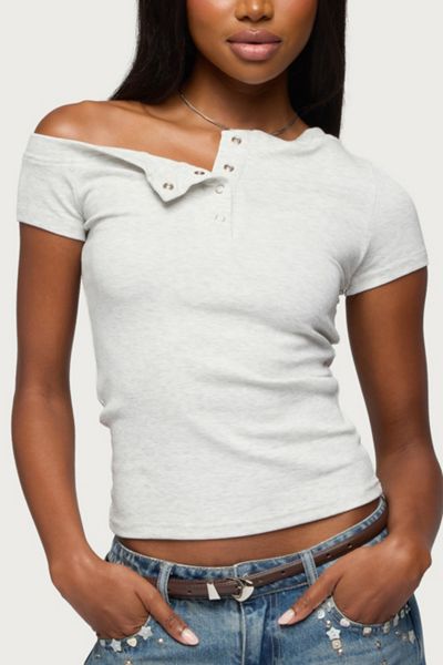 Edikted Jubilee Off Shoulder Henley Top