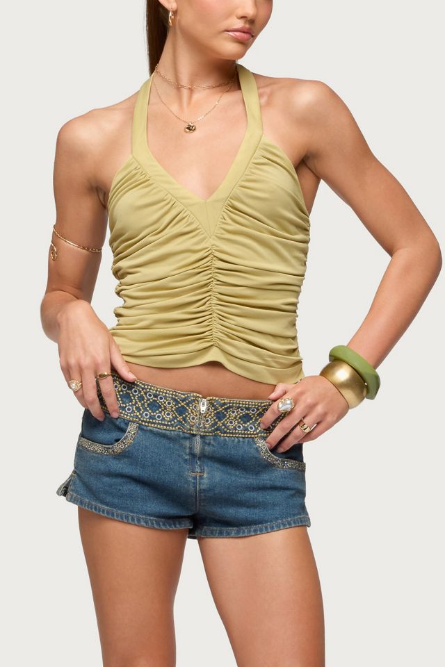 Edikted Jackey Ruched V Neck Halter Top #3