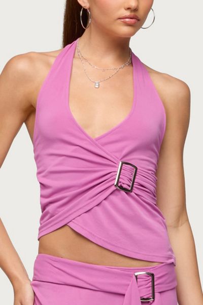 Edikted Fiori Buckle Asymmetric Wrap Top