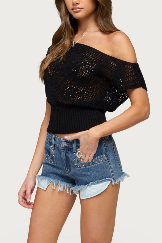 Edikted Cyra Floral Knit Off Shoulder Top #3