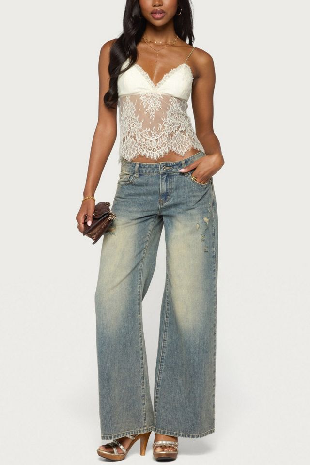Edikted Ottilie Lace & Satin Effect Top #1
