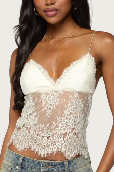 Edikted Ottilie Lace & Satin Effect Top