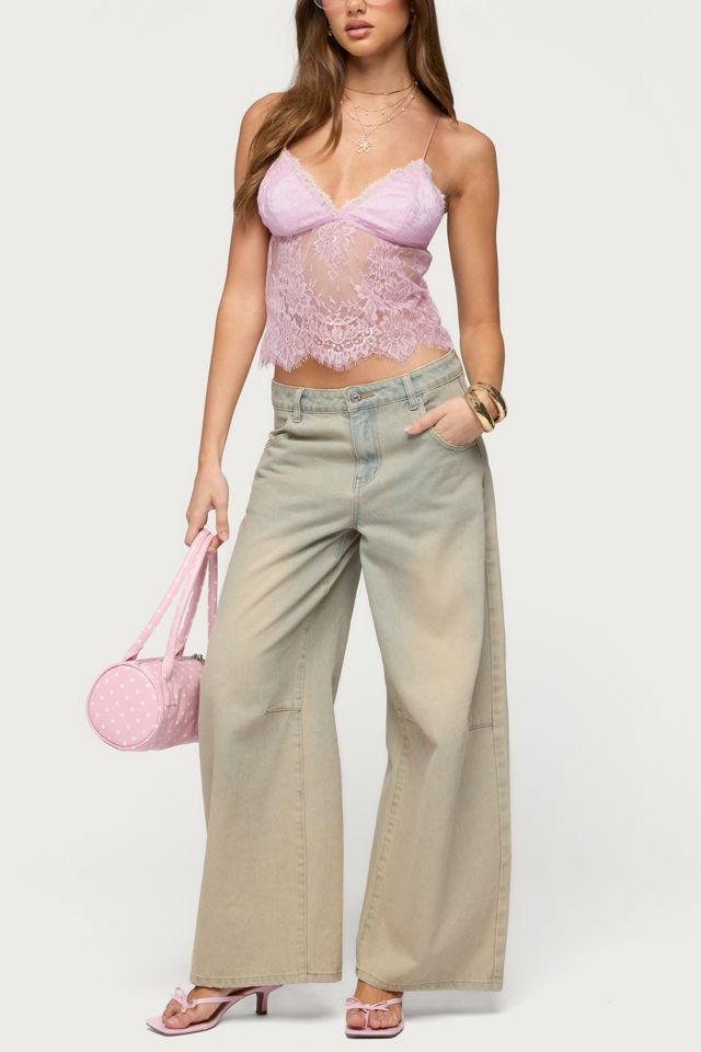 Edikted Ottilie Lace & Satin Effect Top #1