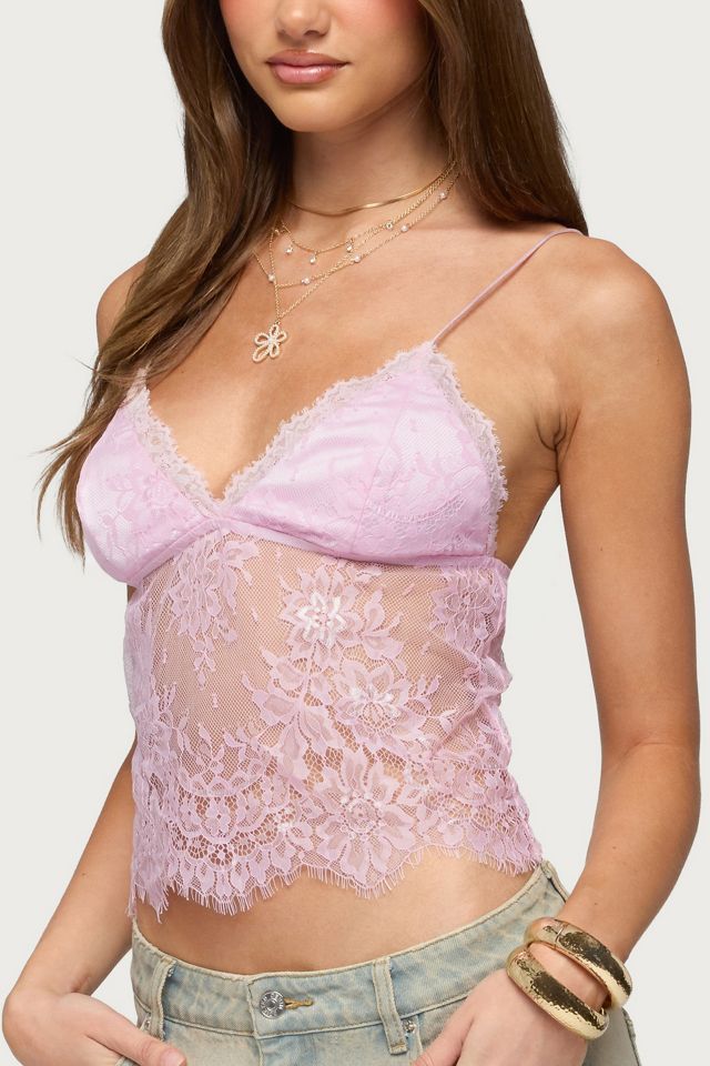 Edikted Ottilie Lace & Satin Effect Top #2