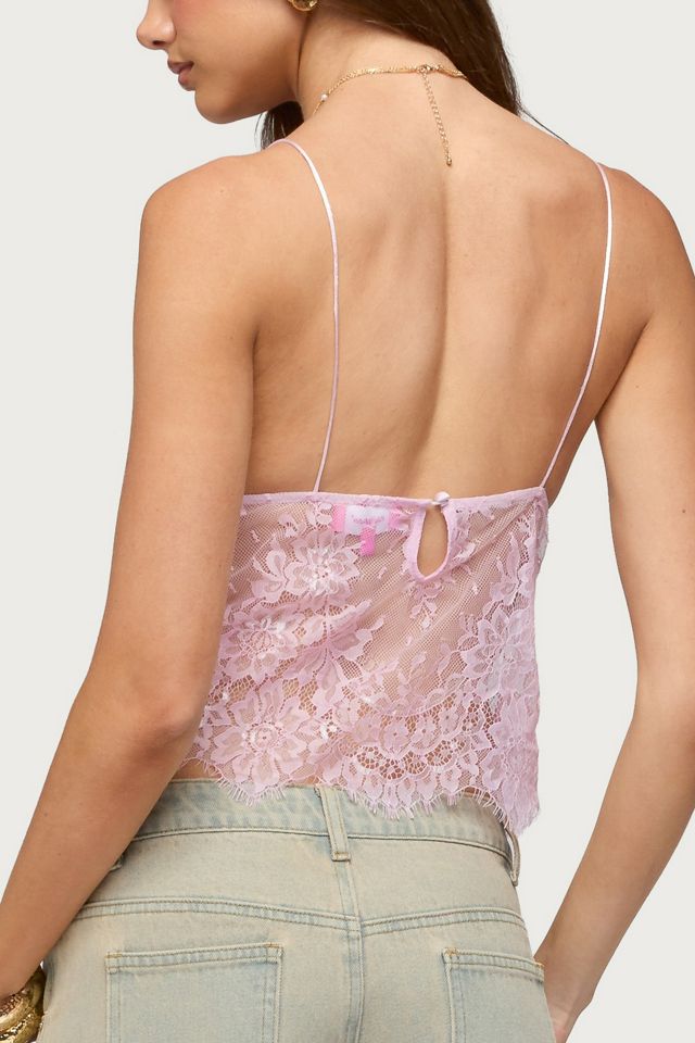 Edikted Ottilie Lace & Satin Effect Top #4