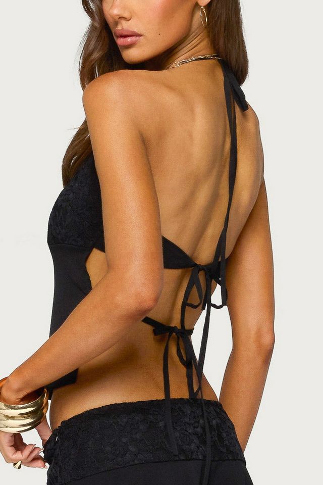 Edikted Evia Lacey Backless Halter Top #4