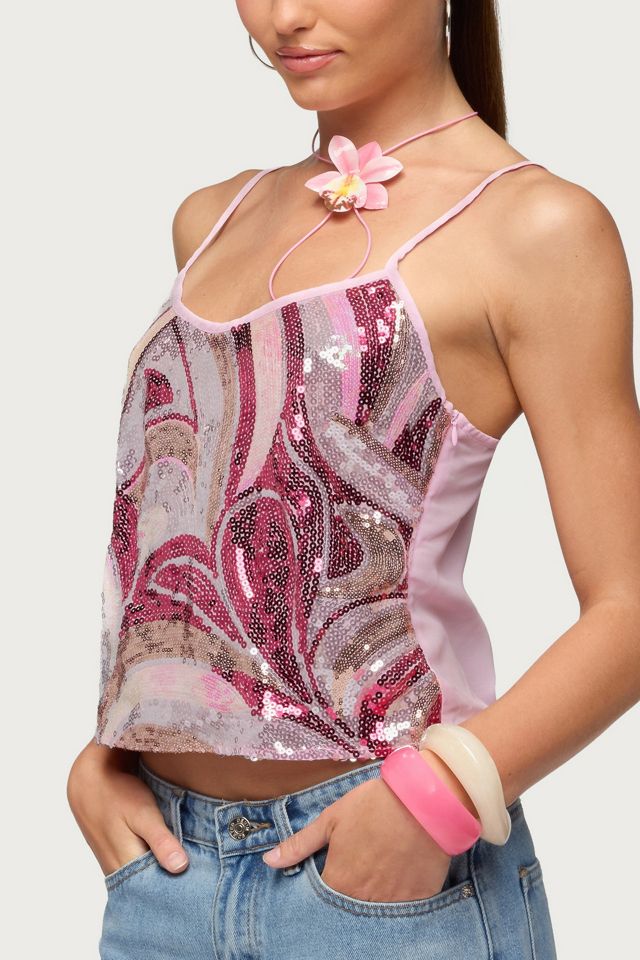 Edikted Ceren Abstract Sequin Tank Top #2