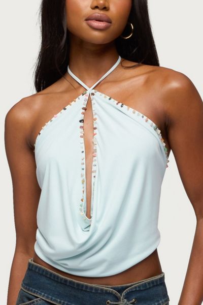 Edikted Stone Backless Cowl Neck Top