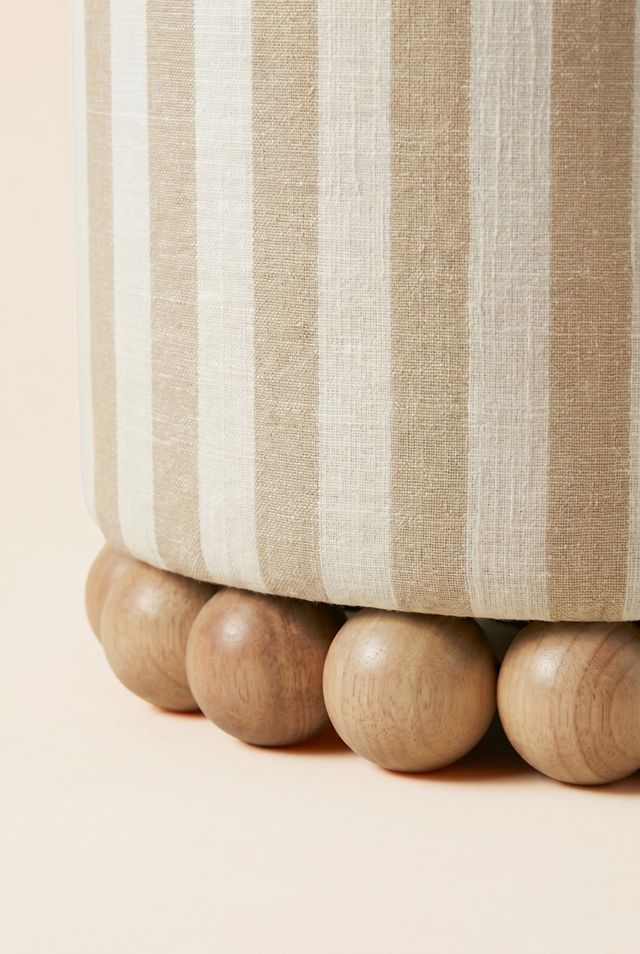 TOV Furniture Dex Striped Linen Upholstered Ottoman #1