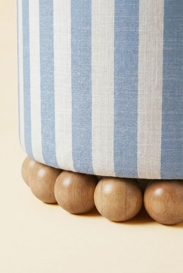 TOV Furniture Dex Striped Linen Upholstered Ottoman #1