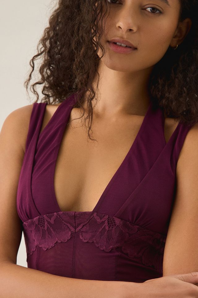 I.AM.GIA. Maris Layered Halter Neck Lace Trim Mesh Corset Top #2