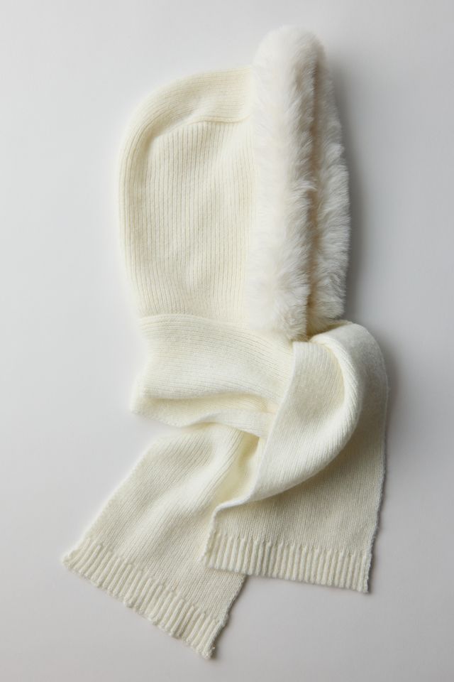 Faux Fur Trim Hood Scarf #1