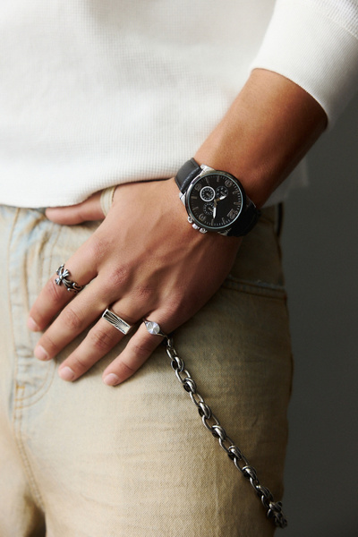 Marlin Leather Chronograph Watch in Black, Men's at Urban Outfitters