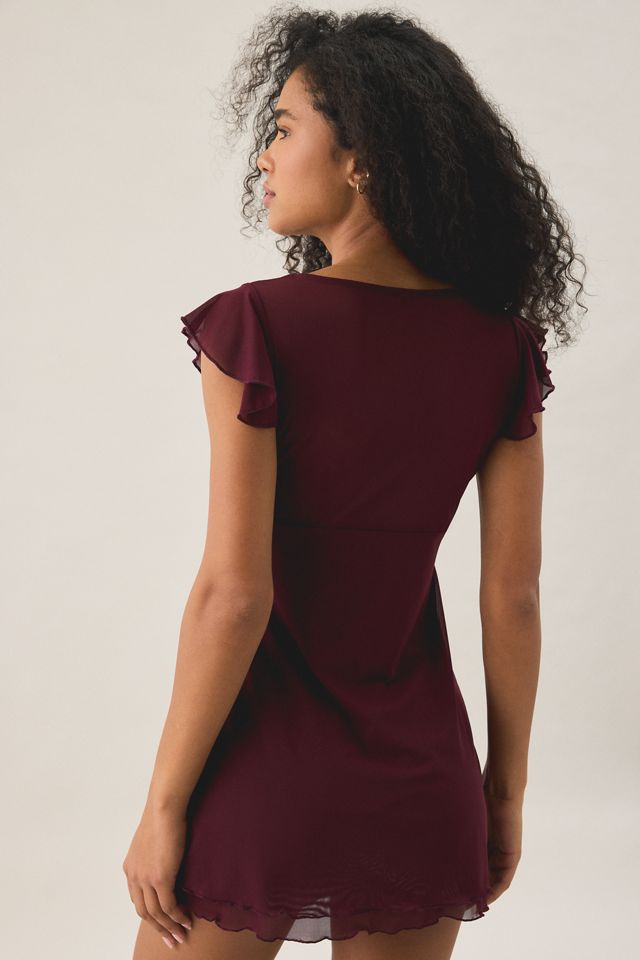 Out From Under Cecelia Mesh Ruffle Flutter Sleeve Sleep Dress #4