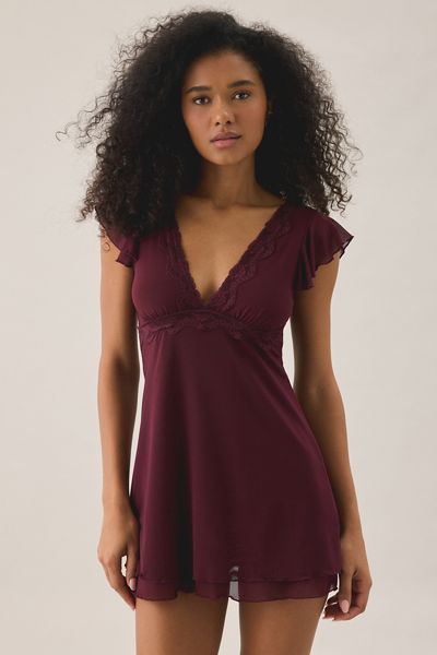 Out From Under Cecelia Mesh Ruffle Flutter Sleeve Sleep Dress