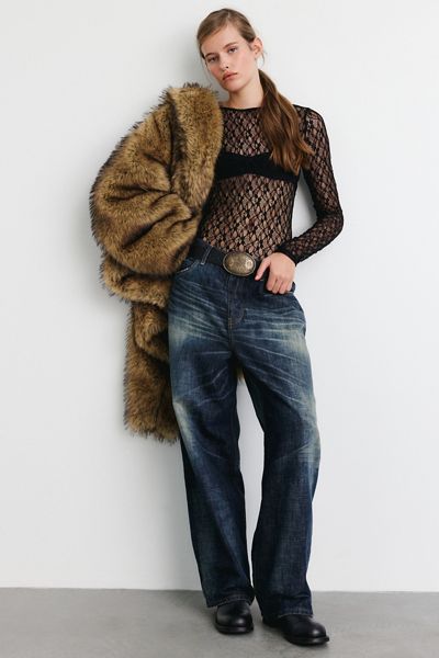 Out From Under Lily Sheer Lace Long Sleeve Bodysuit