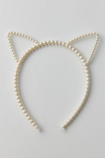 Pearl Beaded Cat Ears Headband