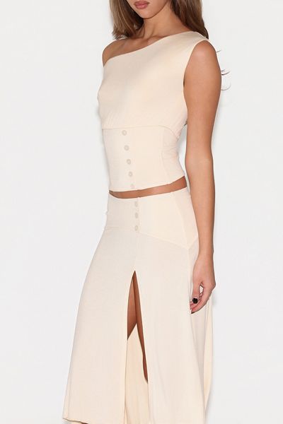Tiger Mist Alyssa Asymmetric Off-The-Shoulder Top