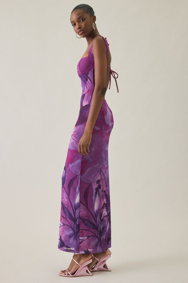 Tiger Mist Nyomi Hibiscus Floral Mesh Maxi Dress #4
