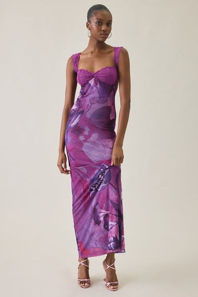Tiger Mist Nyomi Hibiscus Floral Mesh Maxi Dress