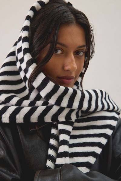 Stripe Pattern Oversized Triangle Scarf