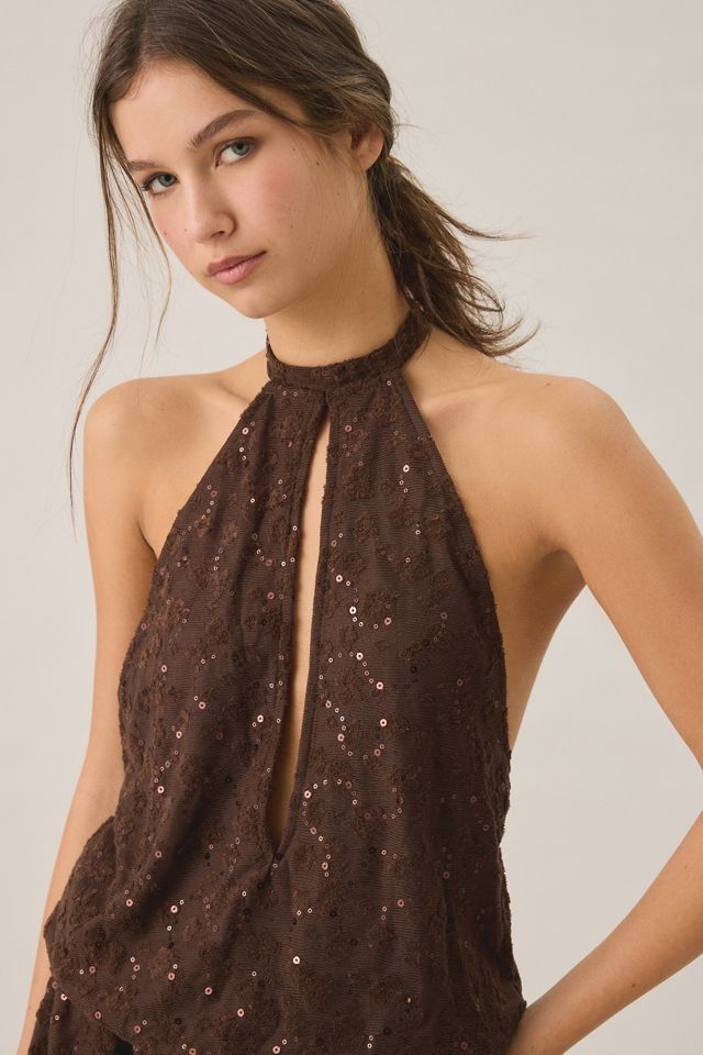 Motel Belly Sequin Keyhole Cutout Mini Dress #1