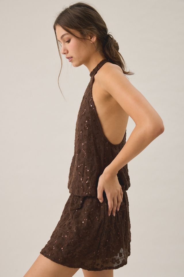 Motel Belly Sequin Keyhole Cutout Mini Dress #2