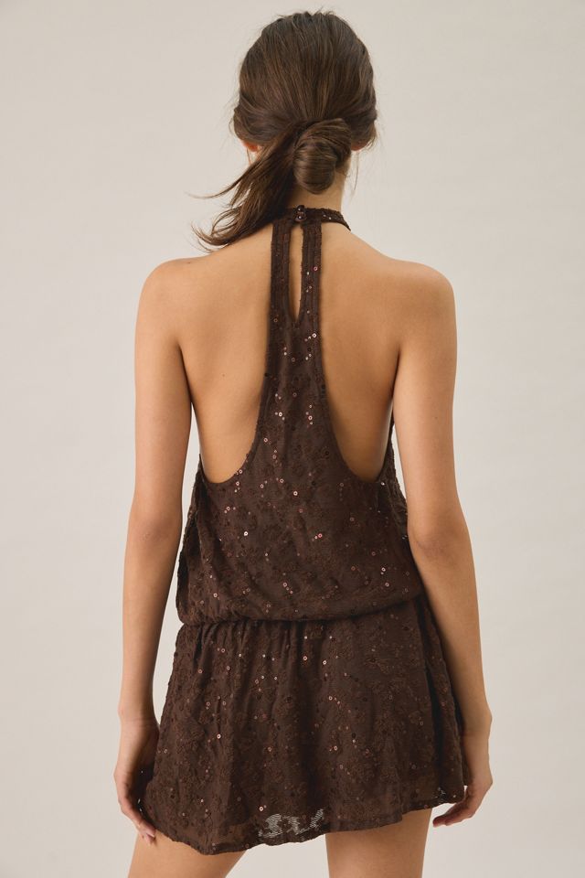 Motel Belly Sequin Keyhole Cutout Mini Dress #3